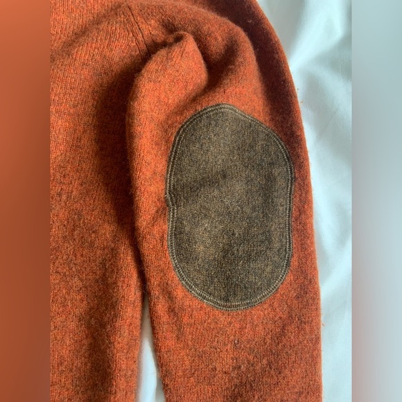 Black Brown 1826 Orange V-Neck Sweater with Elbow Patches. Small unisex - Picture 6 of 8
